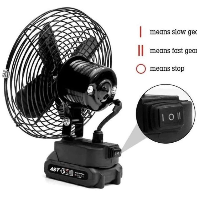پنکه شارژی ۴۸ ولت توری و بدنه فلزی مدل FAN LITHIUM 3PIN