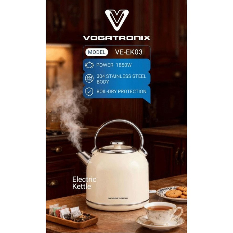 کتری برقی وگاترونیکس مدل VE-EK03 ظرفیت ۱.۷ لیتر با طراحی استیل ضد خش
