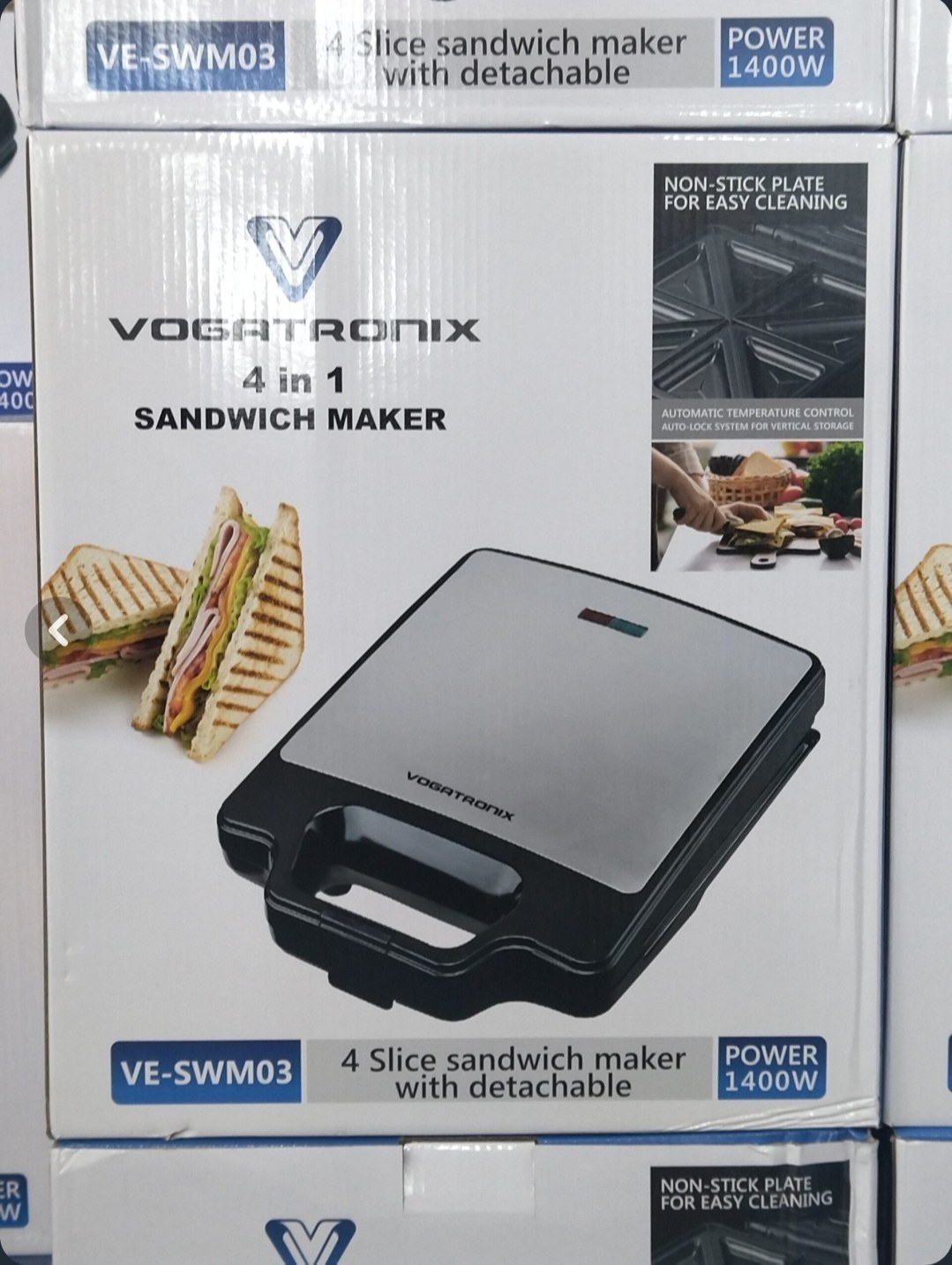 ساندویچ ساز ۴ کاره وگاترونیکس مدل VE-SWM03 با بدنه پلاستیک