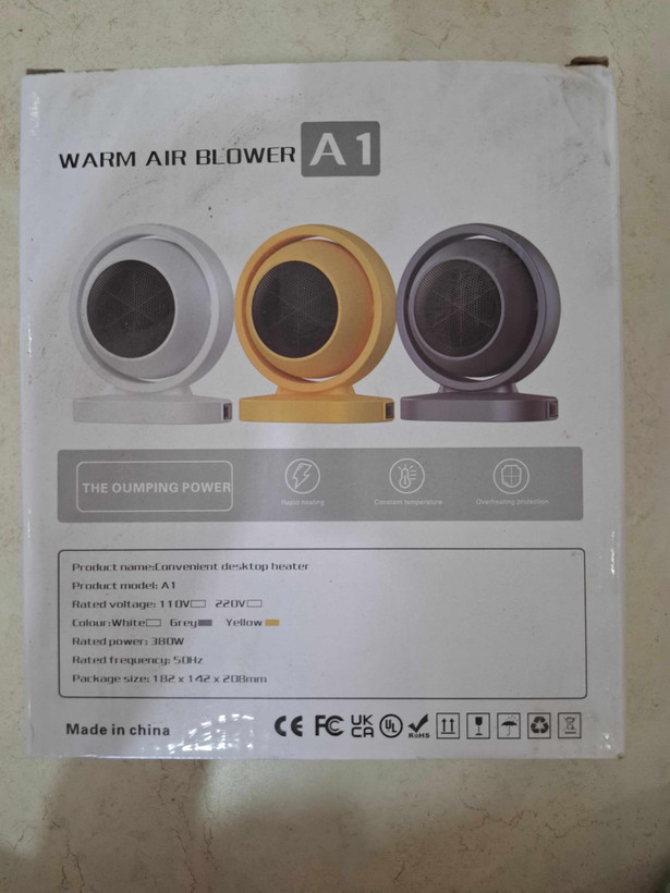 بخاری برقی و گرمکن رومیزی مدل Warm Air Blower A1 (فن هیتر mini رومیزی قابل حمل)